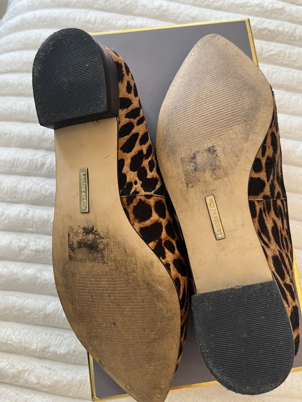 Louise et Cie Leopard-Print Pointed Toe Flats with Black Bow & Gold Accent - Picture 7 of 7